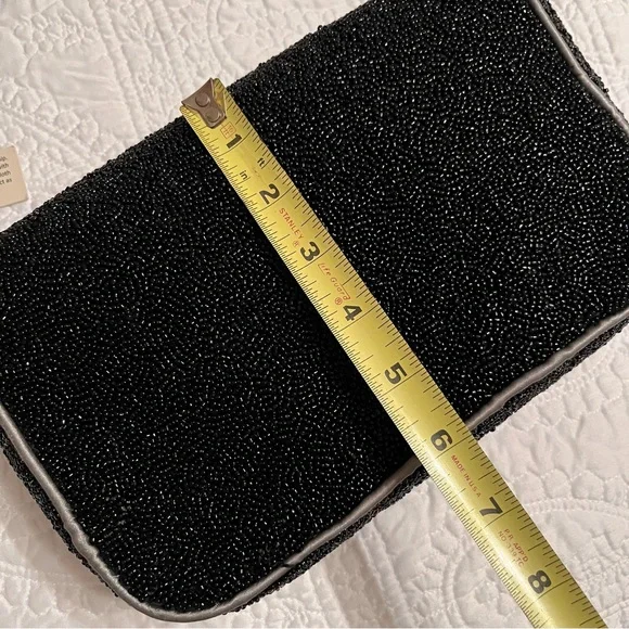 NWT Hand-Beaded Skull & Bones Purse Bag by From India To You, Black/Silver - Picture 16 of 17